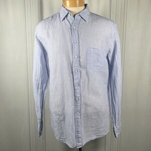 Rodd & Gunn-Sports Fit Linen/Cotton Button Down Shirt-Blue White Stripe-Large‎